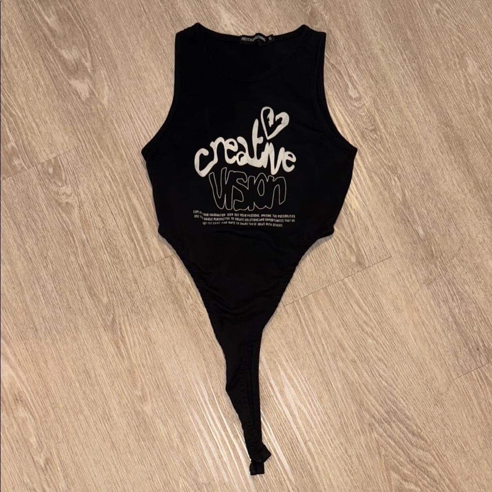 PrettyLittleThing Black and Cream Bodysuit NWOT